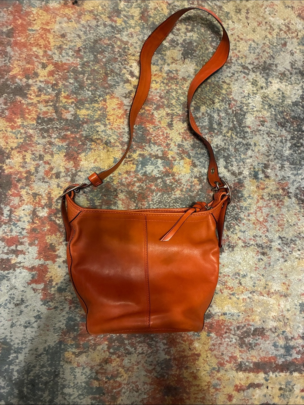 Coach F13353 MEDIUM Vintage Bleecker Rust Orange Leather Bucket Bag